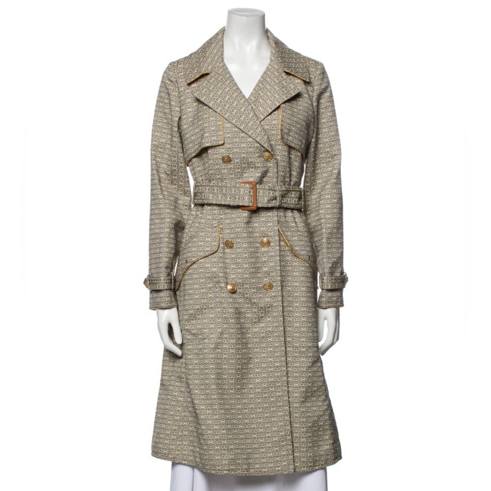 Tory Burch Gray and Gold Chain Pattern Blazer